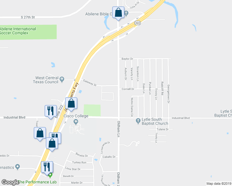 map of restaurants, bars, coffee shops, grocery stores, and more near 4036 Carrera Lane in Abilene