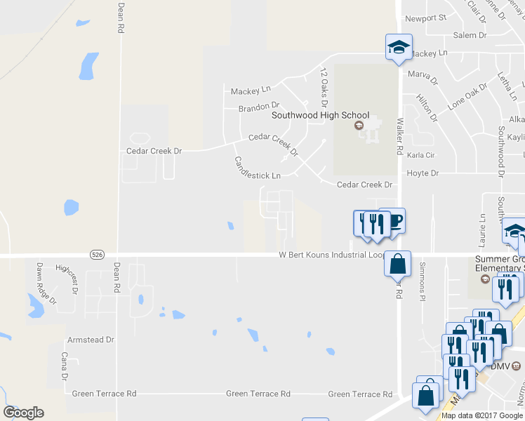 map of restaurants, bars, coffee shops, grocery stores, and more near 125 Fountain View in Shreveport
