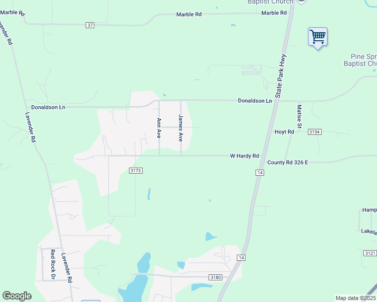 map of restaurants, bars, coffee shops, grocery stores, and more near 9286 James Avenue in Tyler