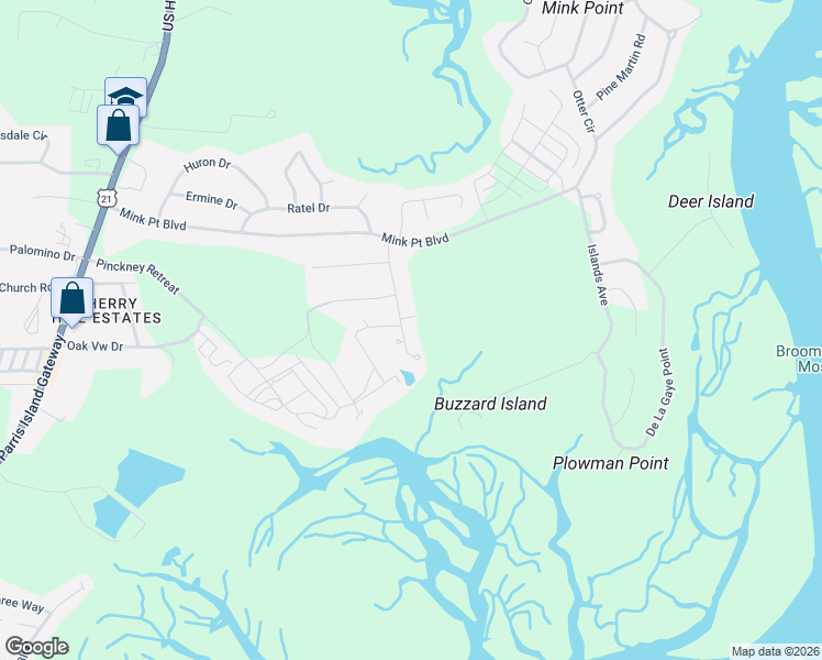 map of restaurants, bars, coffee shops, grocery stores, and more near 43 Sommer Lake Drive in Beaufort
