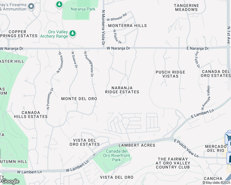 map of restaurants, bars, coffee shops, grocery stores, and more near 10876 North Desert Whisper Way in Oro Valley