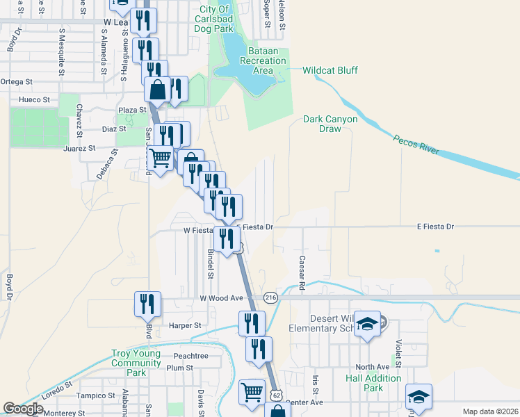 map of restaurants, bars, coffee shops, grocery stores, and more near 1704 Hill Street in Carlsbad