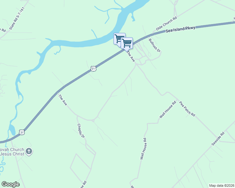 map of restaurants, bars, coffee shops, grocery stores, and more near 18 Kizer Road in Saint Helena Island