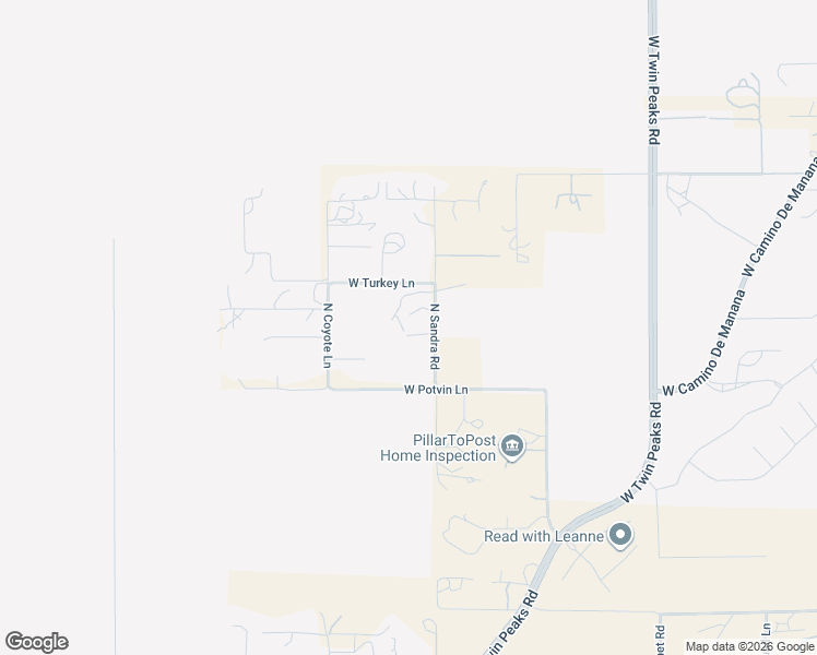 map of restaurants, bars, coffee shops, grocery stores, and more near 10861 North Sandra Road in Tucson