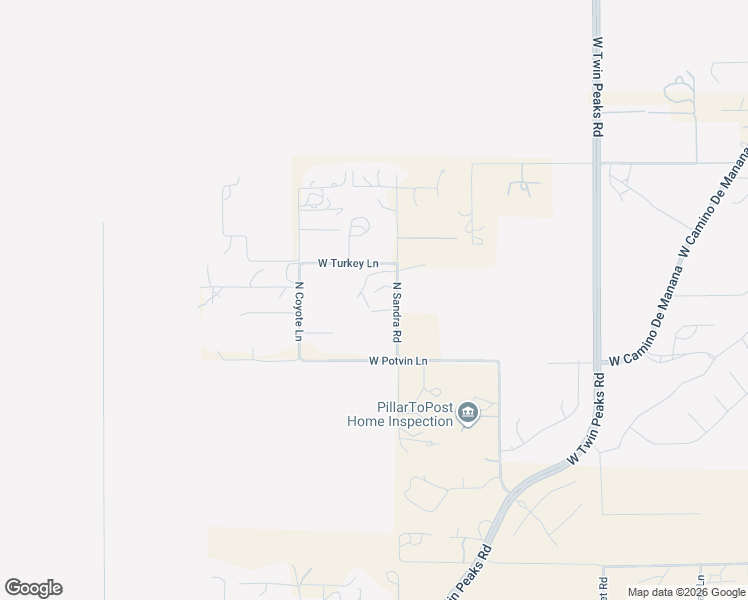 map of restaurants, bars, coffee shops, grocery stores, and more near 10909 North Sandra Road in Tucson