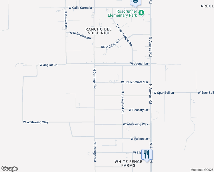 map of restaurants, bars, coffee shops, grocery stores, and more near 16922 West Spur Bell Lane in Marana
