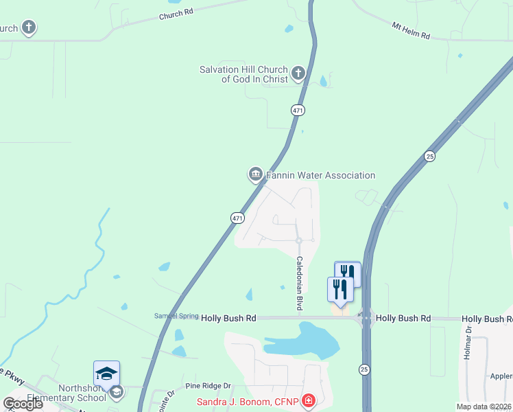 map of restaurants, bars, coffee shops, grocery stores, and more near 2503-2565 Mississippi 471 in Brandon