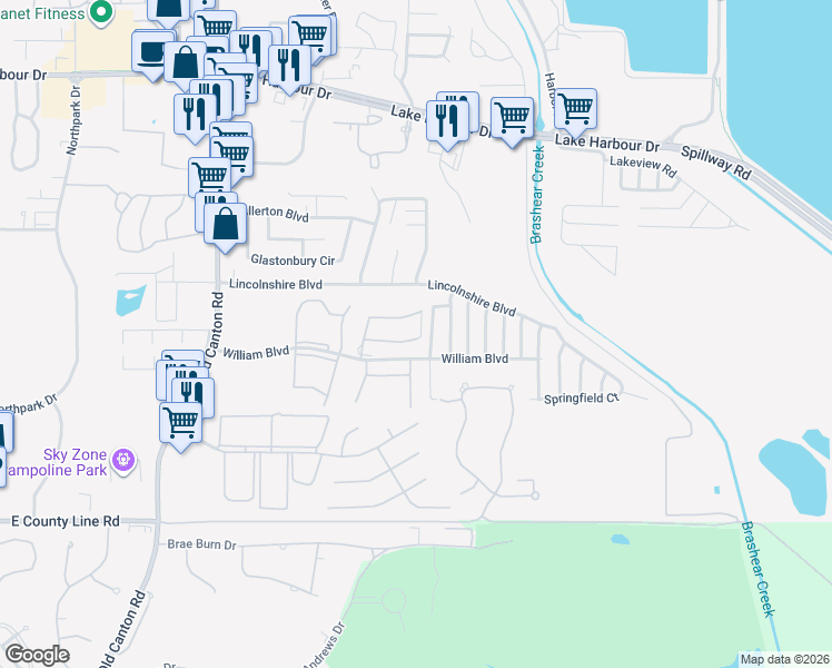map of restaurants, bars, coffee shops, grocery stores, and more near 880 William Boulevard in Ridgeland