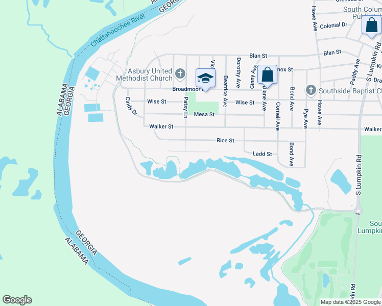 map of restaurants, bars, coffee shops, grocery stores, and more near 2526 Rice Street in Columbus