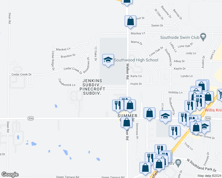 map of restaurants, bars, coffee shops, grocery stores, and more near 3135 Cedar Creek Drive in Shreveport