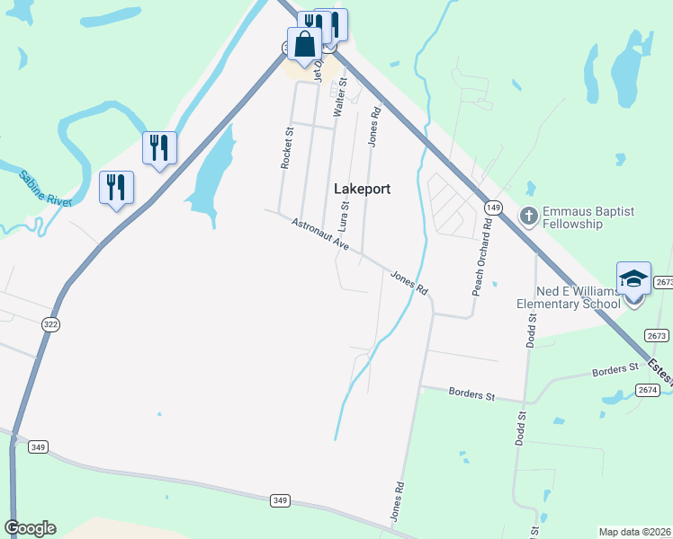 map of restaurants, bars, coffee shops, grocery stores, and more near Lakewood Drive in Lakeport