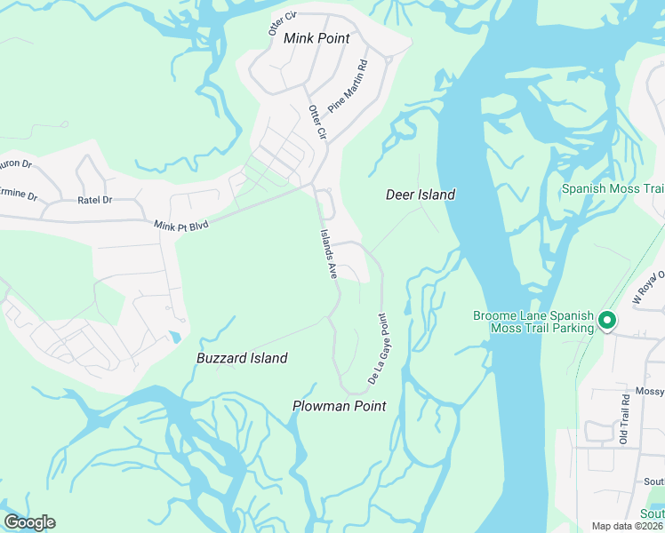 map of restaurants, bars, coffee shops, grocery stores, and more near Beaufort Island Road in Beaufort