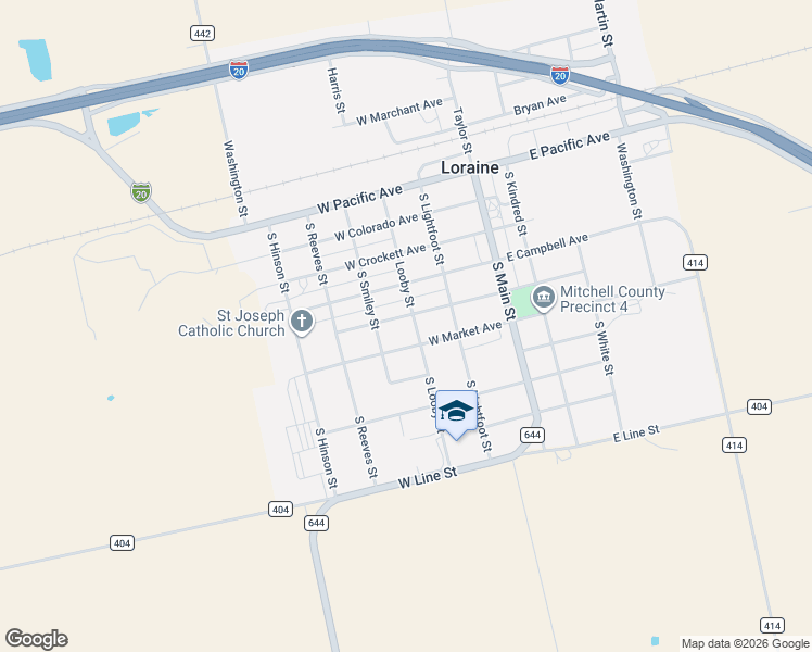 map of restaurants, bars, coffee shops, grocery stores, and more near 500-598 Looby Street in Loraine