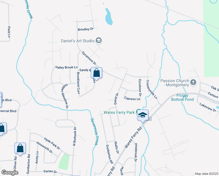 map of restaurants, bars, coffee shops, grocery stores, and more near 941 Ironwood Dr in Montgomery