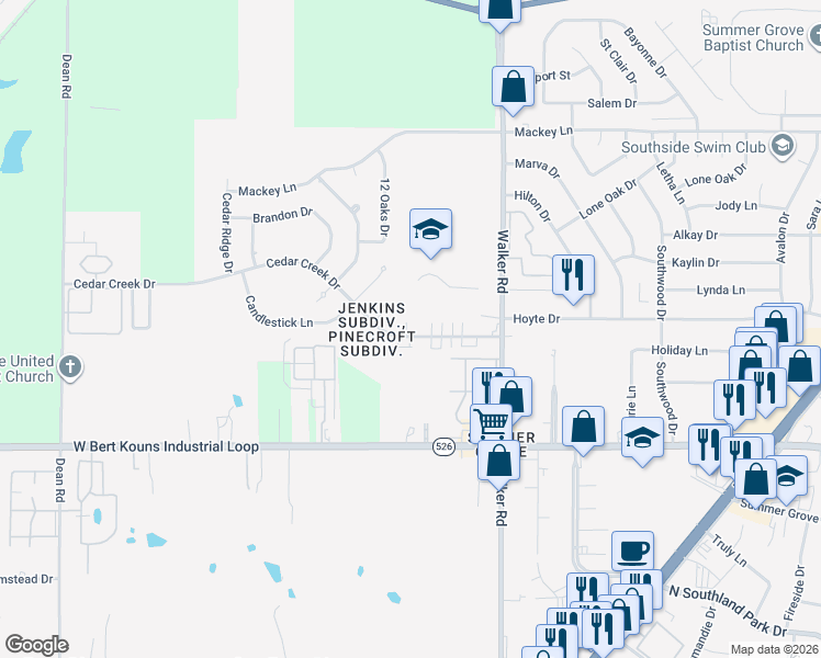 map of restaurants, bars, coffee shops, grocery stores, and more near 3144 Cedar Creek Drive in Shreveport