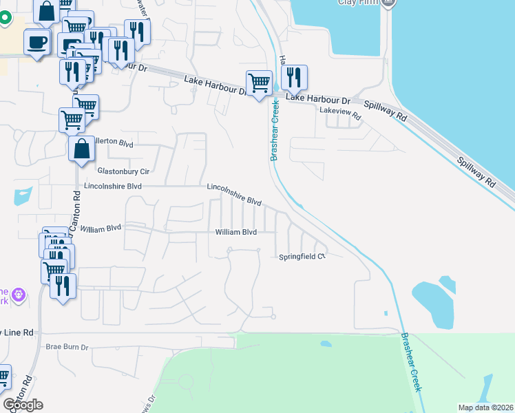 map of restaurants, bars, coffee shops, grocery stores, and more near 700 Oak Lawn Lane in Ridgeland