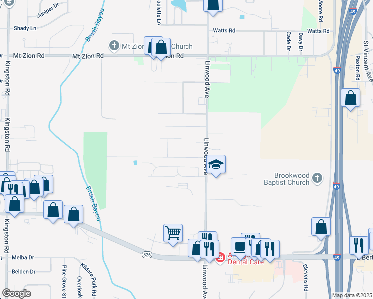 map of restaurants, bars, coffee shops, grocery stores, and more near 420 Kennie Road in Shreveport