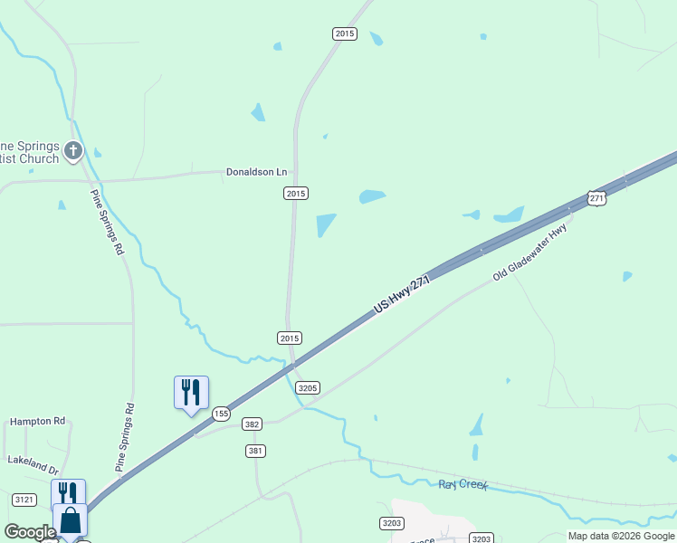 map of restaurants, bars, coffee shops, grocery stores, and more near 8471 U.S. 271 in Tyler