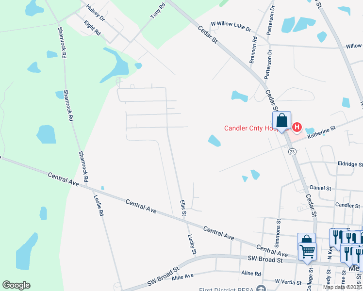 map of restaurants, bars, coffee shops, grocery stores, and more near 410 Ellis Street in Metter