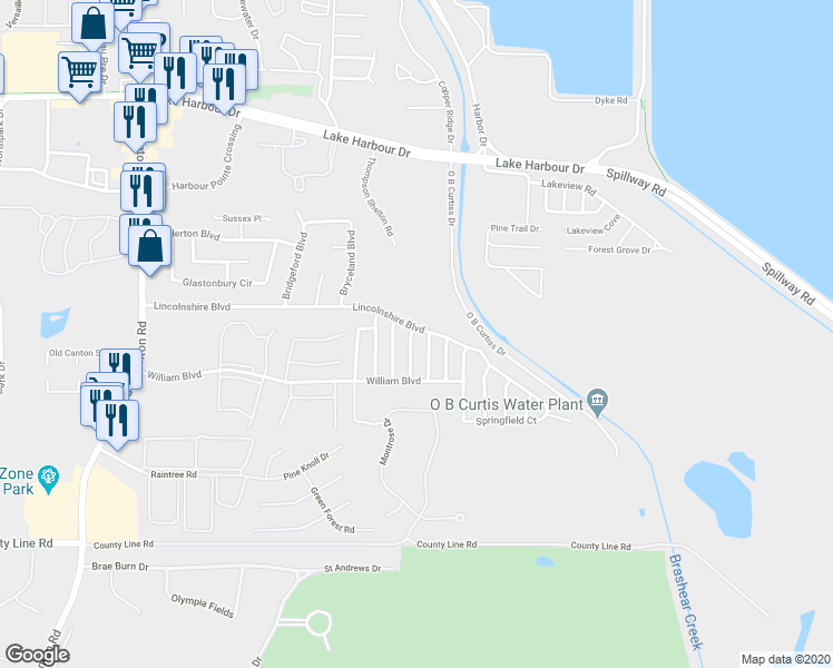 map of restaurants, bars, coffee shops, grocery stores, and more near 700 Hope Farm Drive in Ridgeland