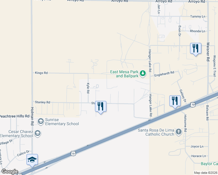 map of restaurants, bars, coffee shops, grocery stores, and more near 5882 Bell Road in Las Cruces