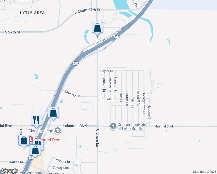 map of restaurants, bars, coffee shops, grocery stores, and more near 3710 Varsity Lane in Abilene