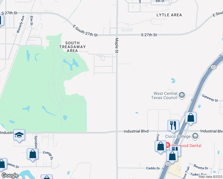 map of restaurants, bars, coffee shops, grocery stores, and more near 3550 Maple Street in Abilene