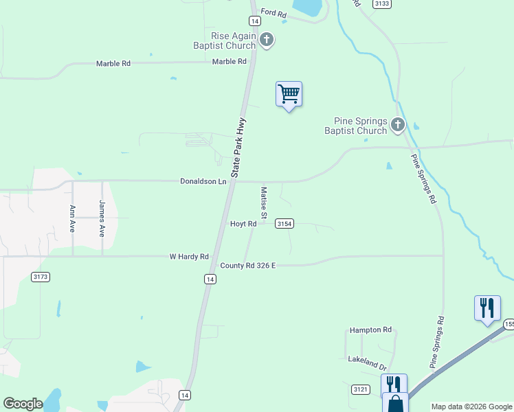 map of restaurants, bars, coffee shops, grocery stores, and more near 9775 Matise Street in Tyler