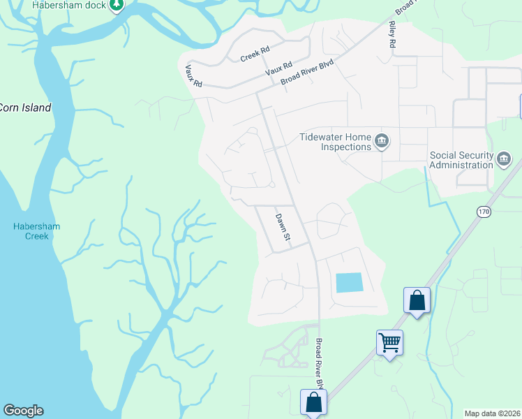 map of restaurants, bars, coffee shops, grocery stores, and more near 6809 State Road S-7-719 in Beaufort