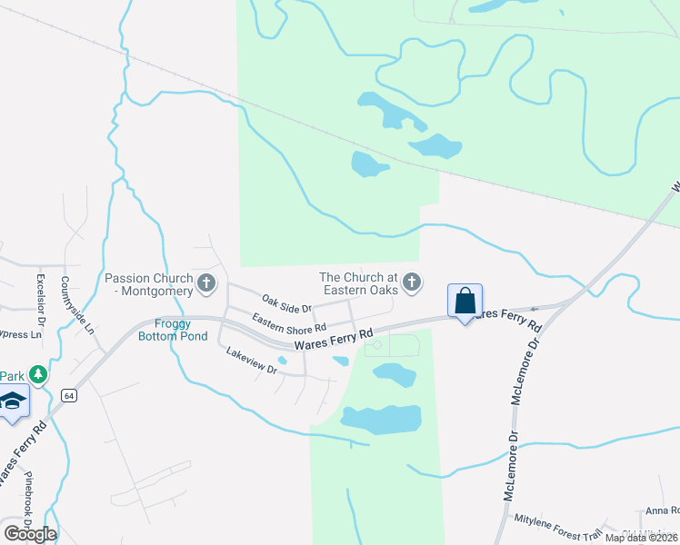 map of restaurants, bars, coffee shops, grocery stores, and more near 7011 Oak Side Court in Montgomery