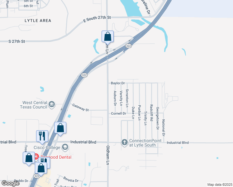 map of restaurants, bars, coffee shops, grocery stores, and more near 3649 Auburn Drive in Abilene