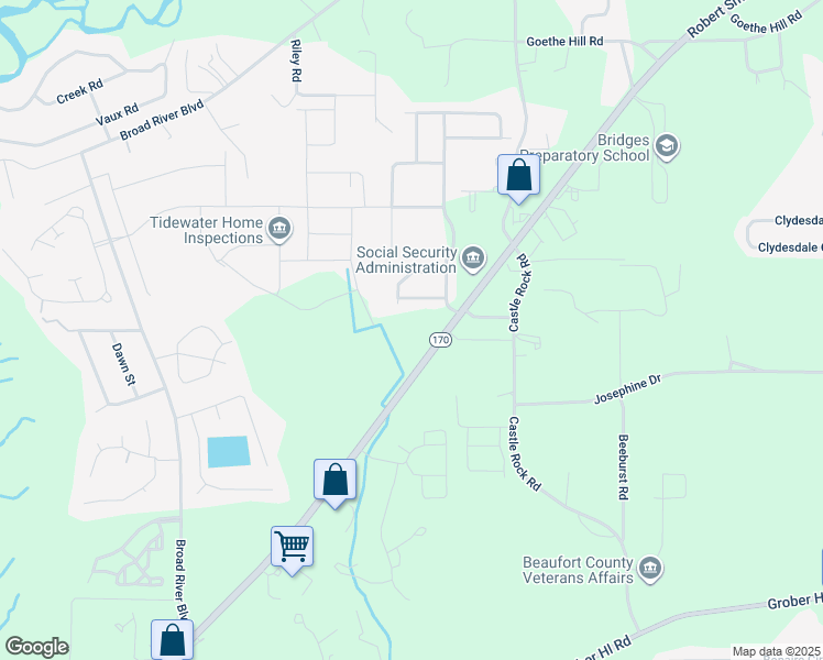 map of restaurants, bars, coffee shops, grocery stores, and more near 670 Robert Smalls Parkway in Beaufort
