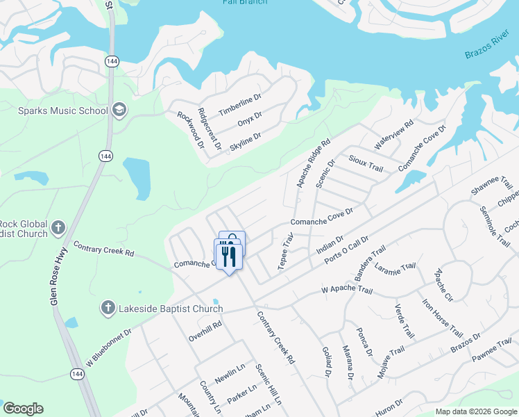 map of restaurants, bars, coffee shops, grocery stores, and more near 817 Blackfoot Court in Granbury