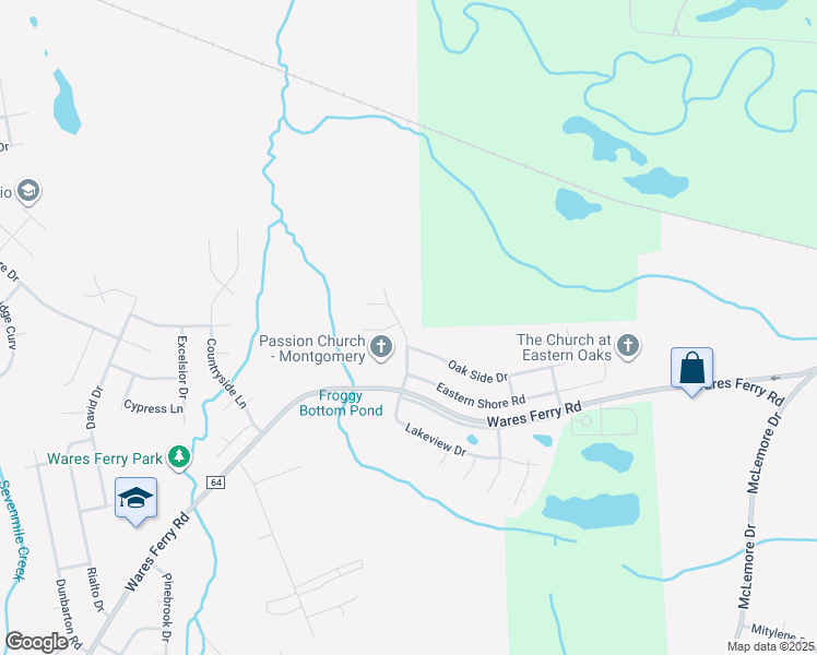 map of restaurants, bars, coffee shops, grocery stores, and more near 944 Eastern Oaks Drive in Montgomery