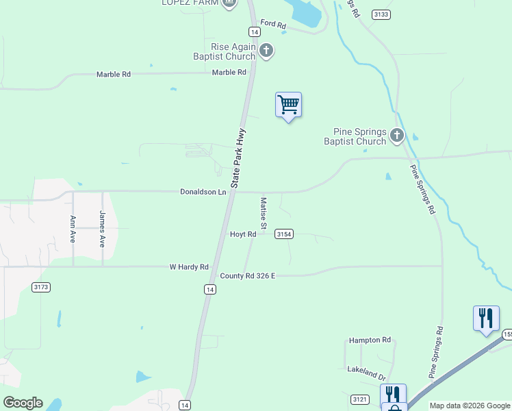 map of restaurants, bars, coffee shops, grocery stores, and more near 9775 Matise Street in Tyler