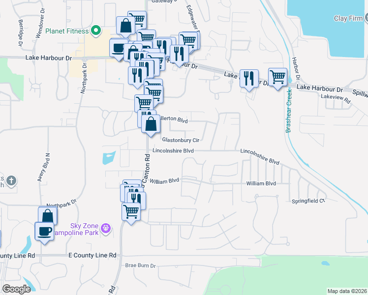 map of restaurants, bars, coffee shops, grocery stores, and more near 1848 Lincolnshire Boulevard in Ridgeland