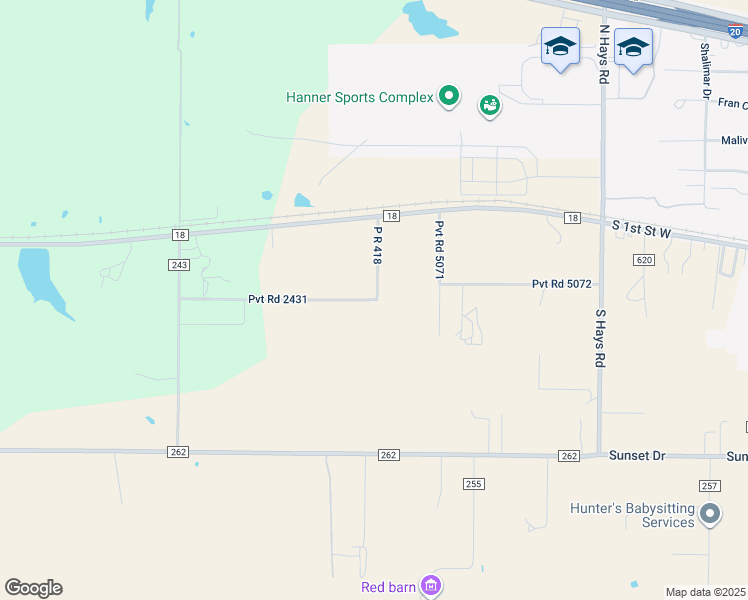 map of restaurants, bars, coffee shops, grocery stores, and more near 1189 Pvt Road 2431 in Clyde