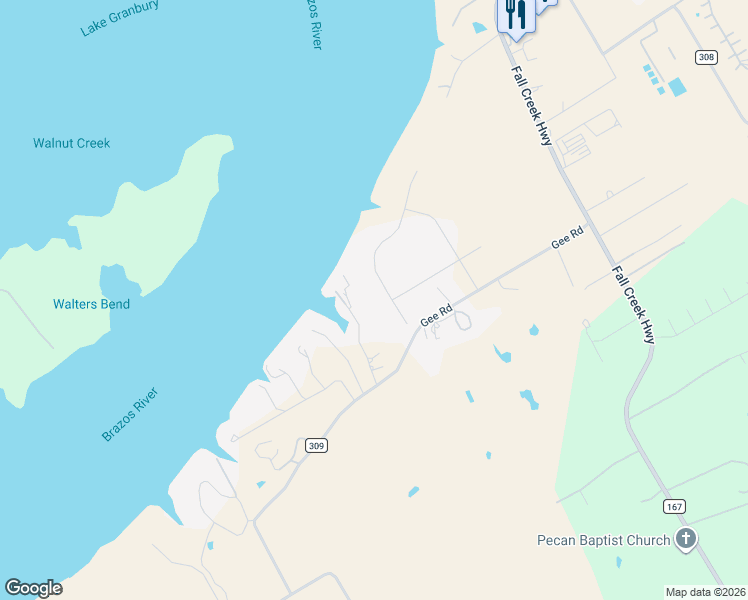 map of restaurants, bars, coffee shops, grocery stores, and more near 6105 Gran Tera Court in Granbury
