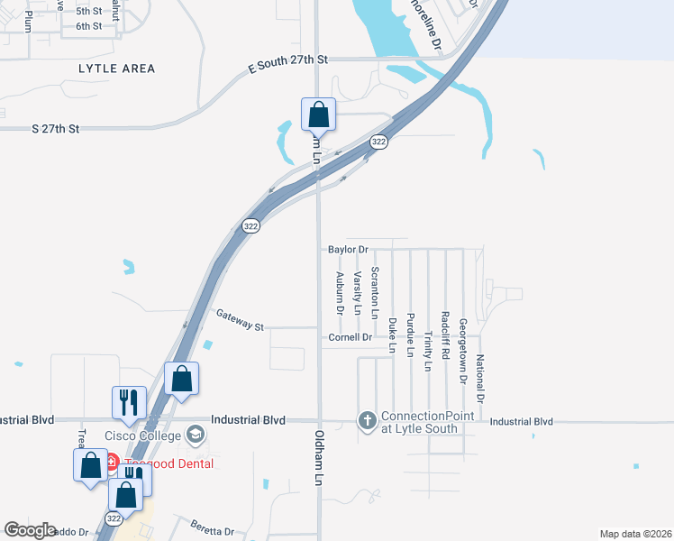 map of restaurants, bars, coffee shops, grocery stores, and more near 3634 Varsity Lane in Abilene