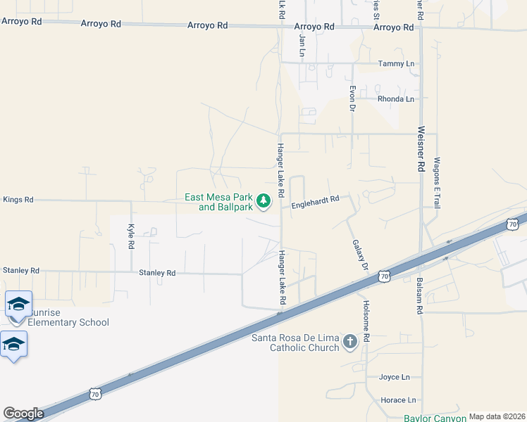 map of restaurants, bars, coffee shops, grocery stores, and more near 6005 Hanger Lake Road in Las Cruces
