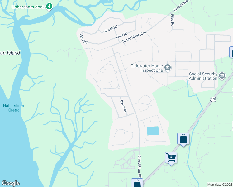 map of restaurants, bars, coffee shops, grocery stores, and more near 6809 State Road S-7-719 in Beaufort