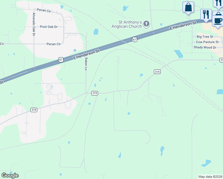 map of restaurants, bars, coffee shops, grocery stores, and more near 210 Circle Drive in Alvarado
