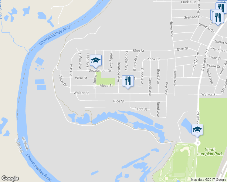 map of restaurants, bars, coffee shops, grocery stores, and more near 2561 Walker St in Columbus