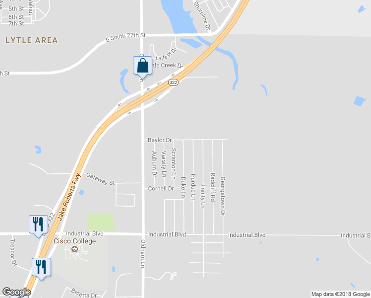 map of restaurants, bars, coffee shops, grocery stores, and more near 3625 Duke Lane in Abilene