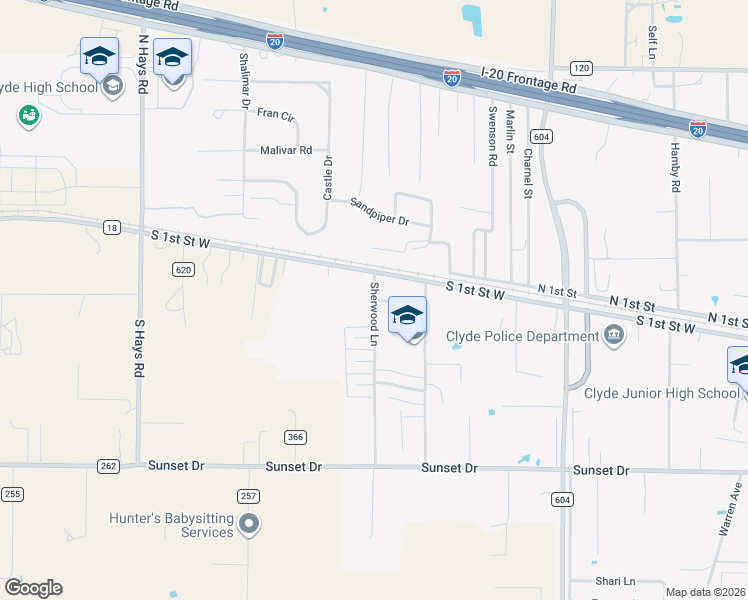 map of restaurants, bars, coffee shops, grocery stores, and more near 118 Sherwood Lane in Clyde