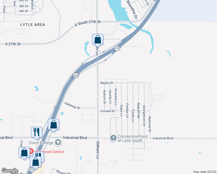 map of restaurants, bars, coffee shops, grocery stores, and more near 3634 Varsity Lane in Abilene