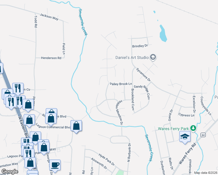 map of restaurants, bars, coffee shops, grocery stores, and more near 1227 Sweetwood Court in Montgomery