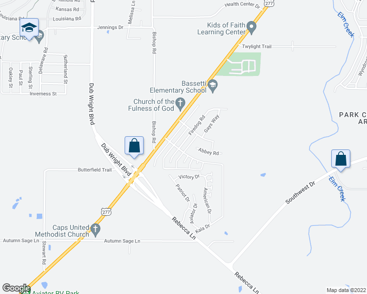 map of restaurants, bars, coffee shops, grocery stores, and more near 3565 Firedog Road in Abilene