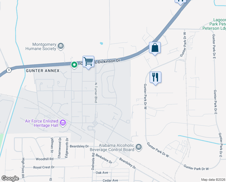 map of restaurants, bars, coffee shops, grocery stores, and more near 101-1699 Sneed Rd in Montgomery