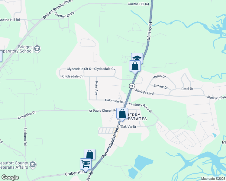 map of restaurants, bars, coffee shops, grocery stores, and more near 31 Isabelle Boulevard in Beaufort